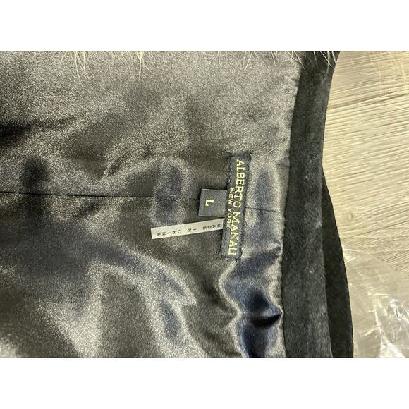 ALBERTO MAKALI Black/Brown 100% Fox Fur And Suede Sleeveless Jacket Size L - Picture 4 of 5